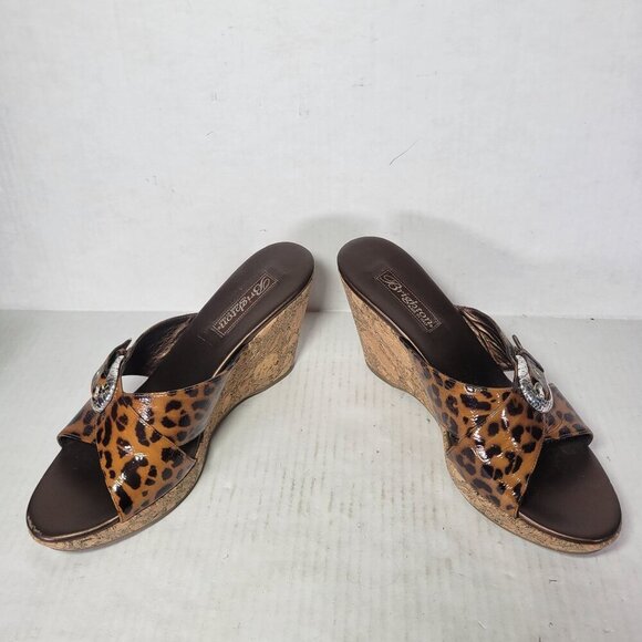 Brighton Leopard Print Cork Wedge Buckle Detail Sandals Women Size 9 - Picture 6 of 8